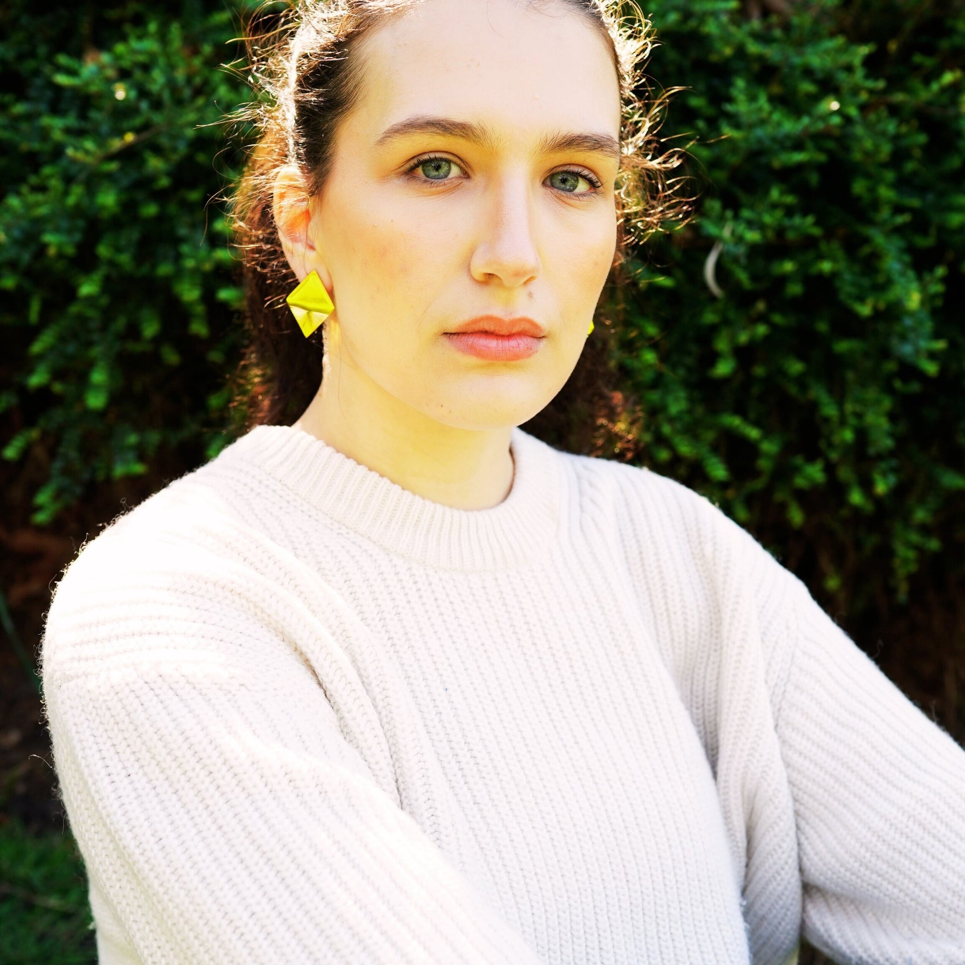 Geometric Diamond-Shaped Stud Earrings – Stainless Steel, Hypoallergenic