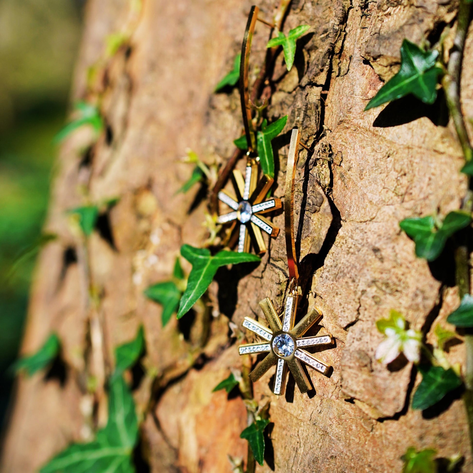 Starburst Curved Bar Dangle Earrings – Modern Stainless Steel, Hypoallergenic