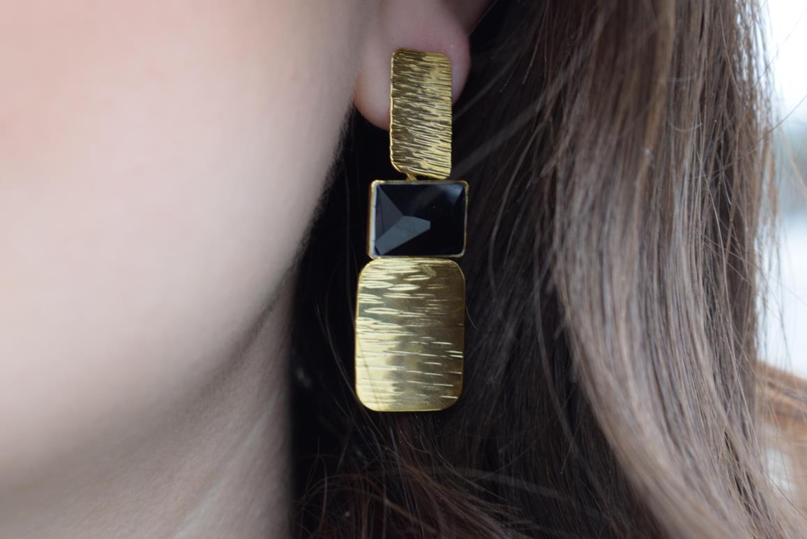 Persephone earrings Greek hammered jewelry 18K gold or silver plated with crystal