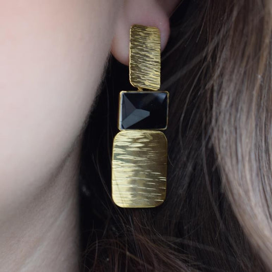 Persephone earrings Greek hammered jewelry 18K gold or silver plated with crystal