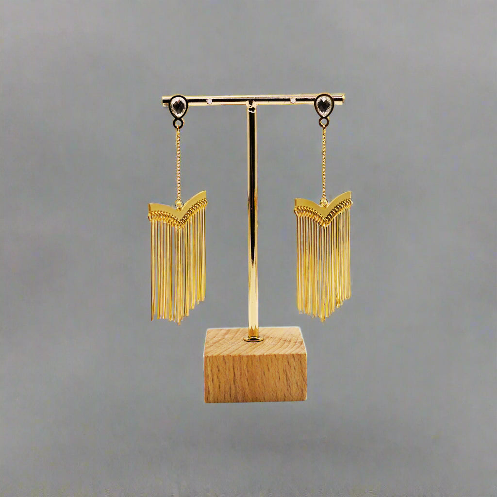 Elegant Fringe Drop Stainless Steel Earrings – Graceful Movement & Style