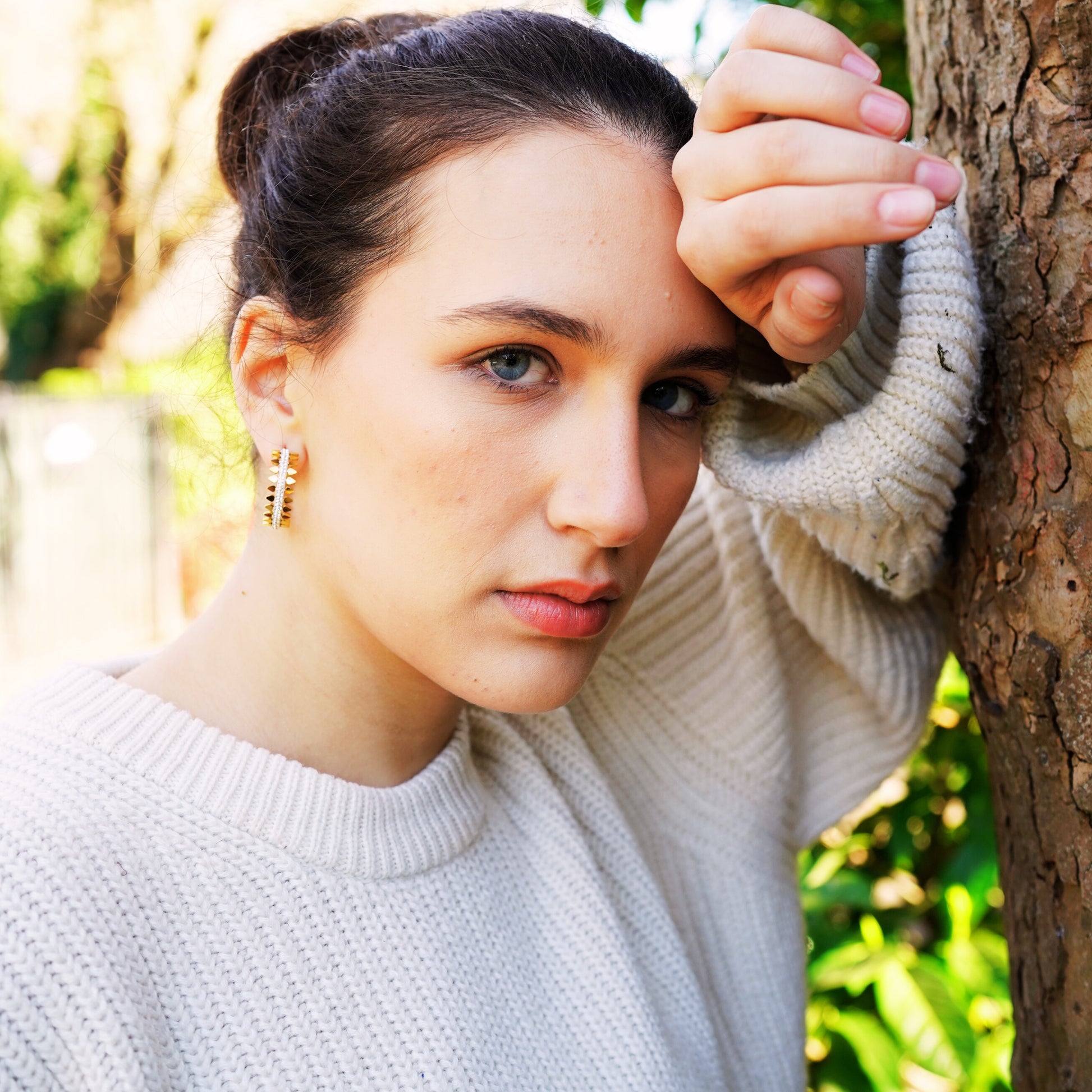 Sparkling Rhinestone Hoop Earrings – Stainless Steel & Stylish