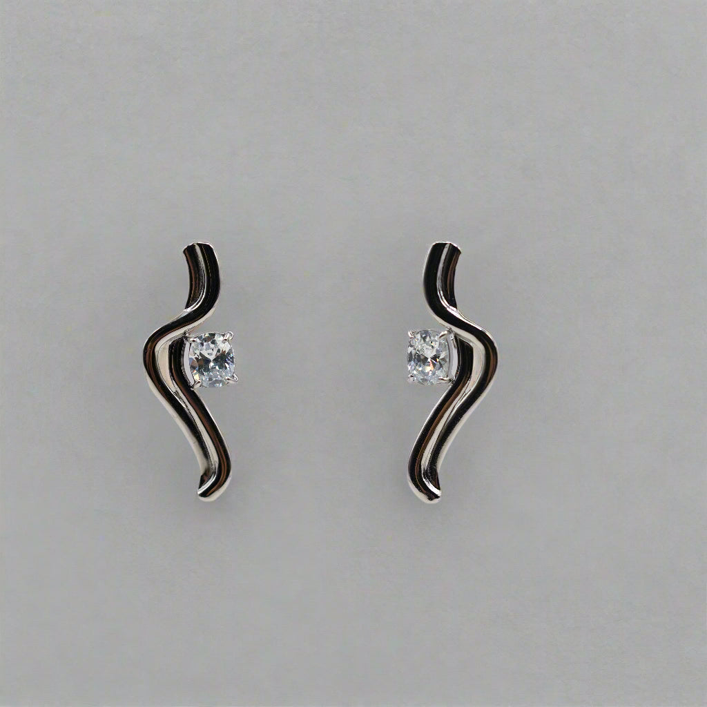 Serpentine Crystal Stud Earrings – Snake-Inspired Stainless Steel, Hypoallergenic