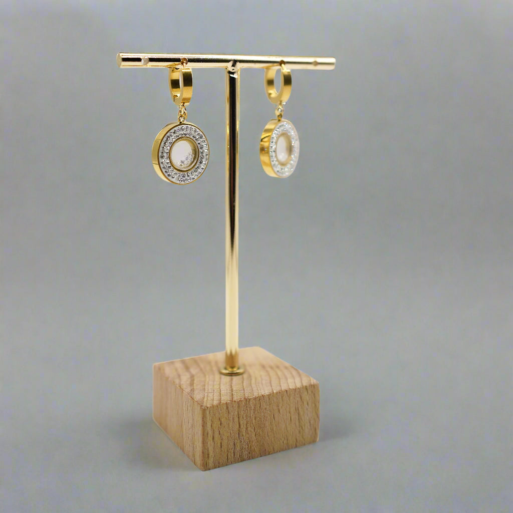 Halo Crystal Dangle Earrings – Elegant Stainless Steel, Hypoallergenic