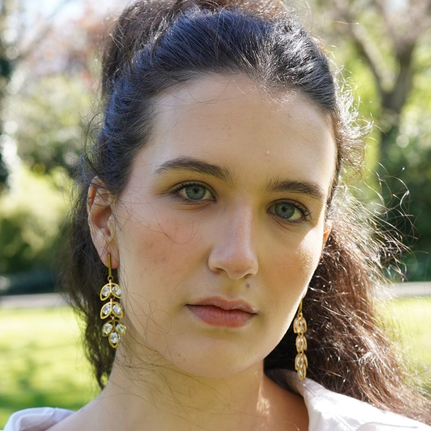 Crystal Laurel Leaf Dangle Earrings – Elegant Stainless Steel, Hypoallergenic