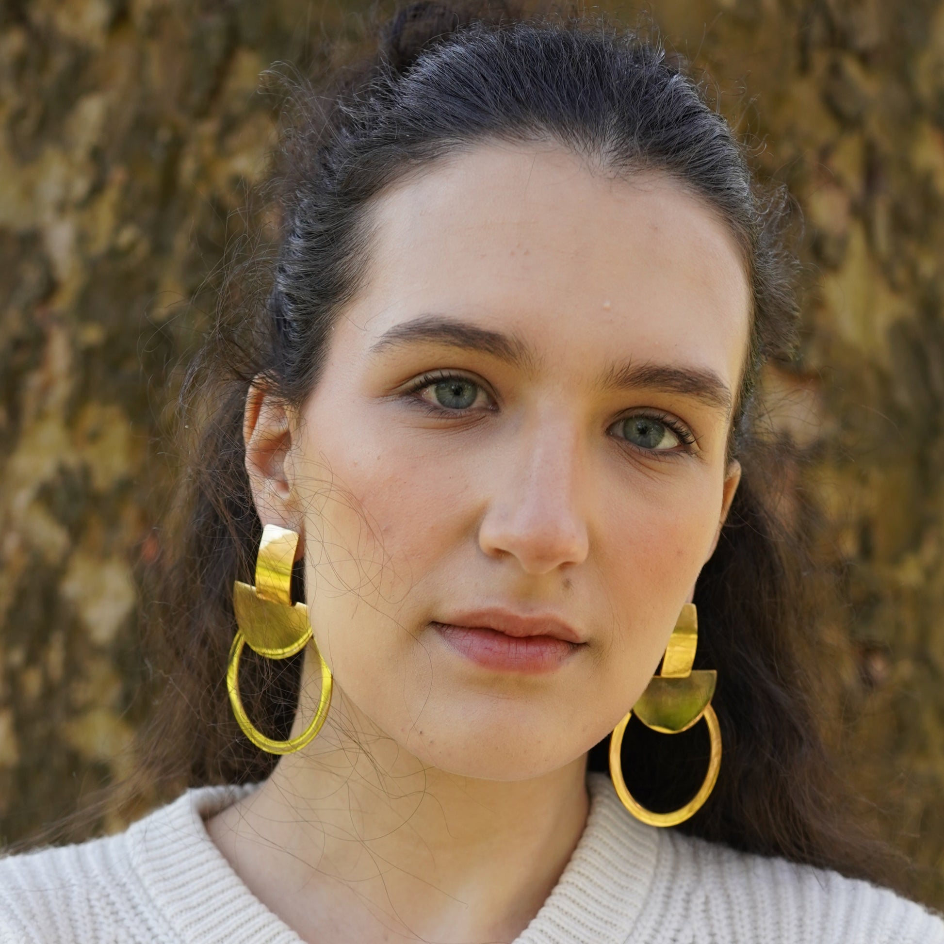 Sculptural Gold Stainless Steel Statement Earrings