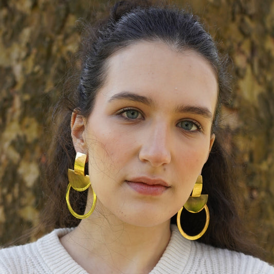 Sculptural Gold Stainless Steel Statement Earrings