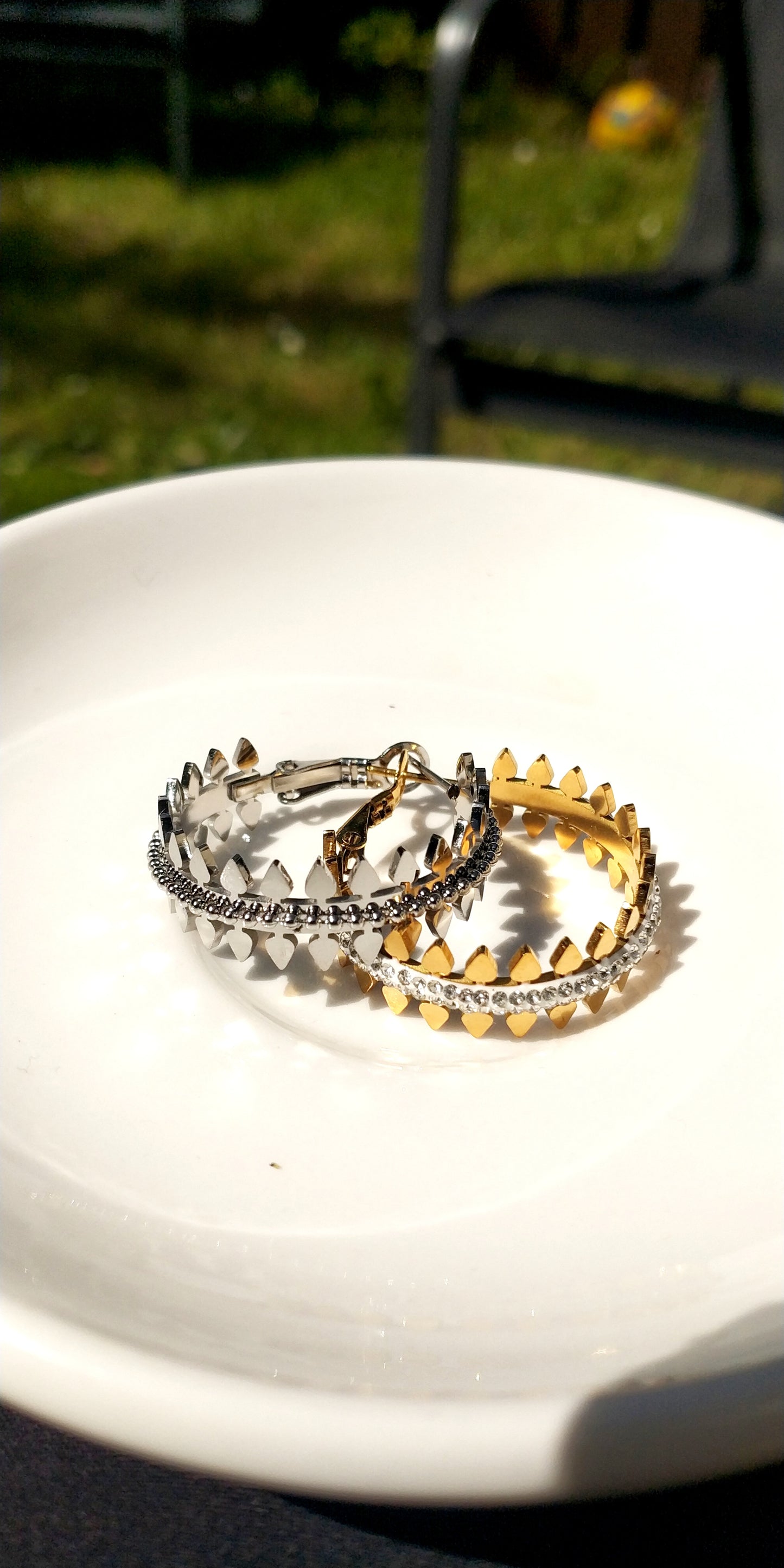 Sparkling Rhinestone Hoop Earrings – Stainless Steel & Stylish