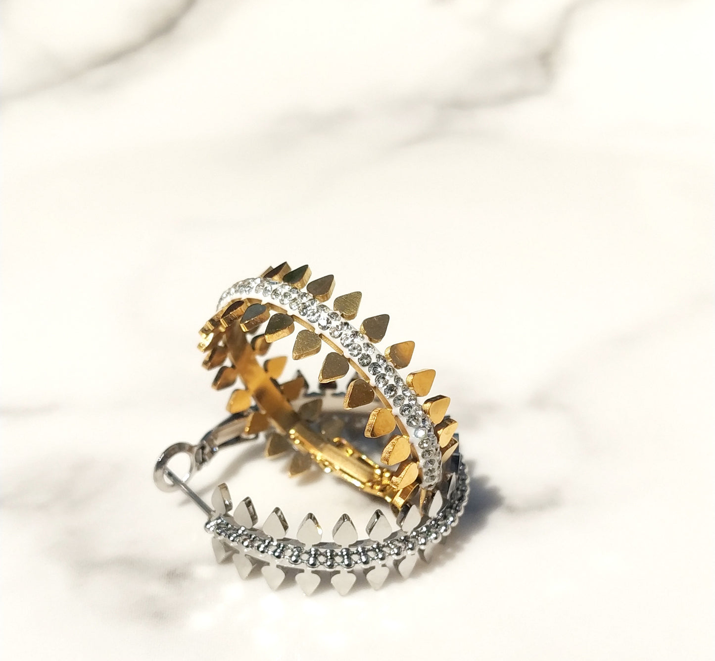 Sparkling Rhinestone Hoop Earrings – Stainless Steel & Stylish