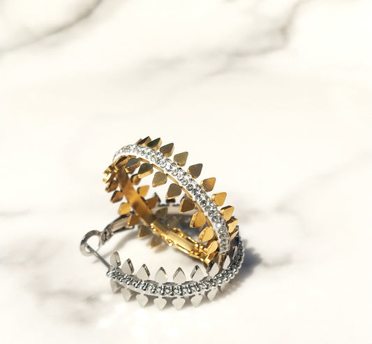 Sparkling Rhinestone Hoop Earrings – Stainless Steel & Stylish