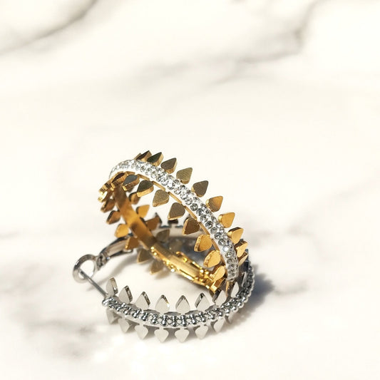 Sparkling Rhinestone Hoop Earrings – Stainless Steel & Stylish