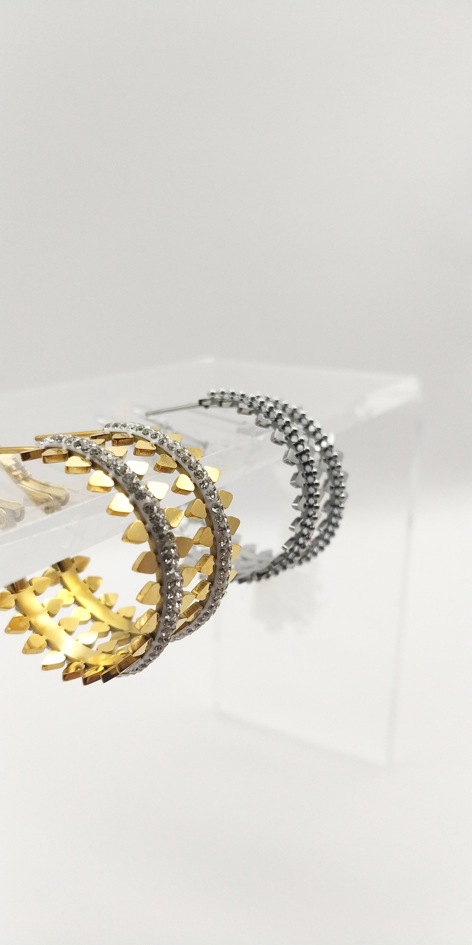 Sparkling Rhinestone Hoop Earrings – Stainless Steel & Stylish