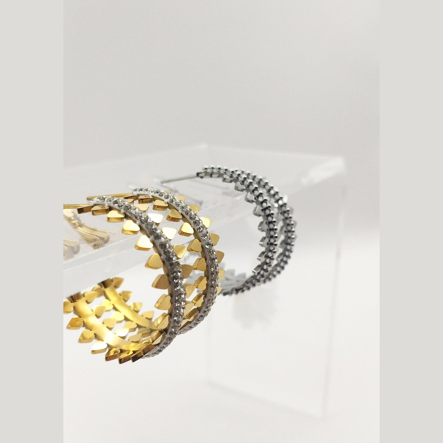 Sparkling Rhinestone Hoop Earrings – Stainless Steel & Stylish