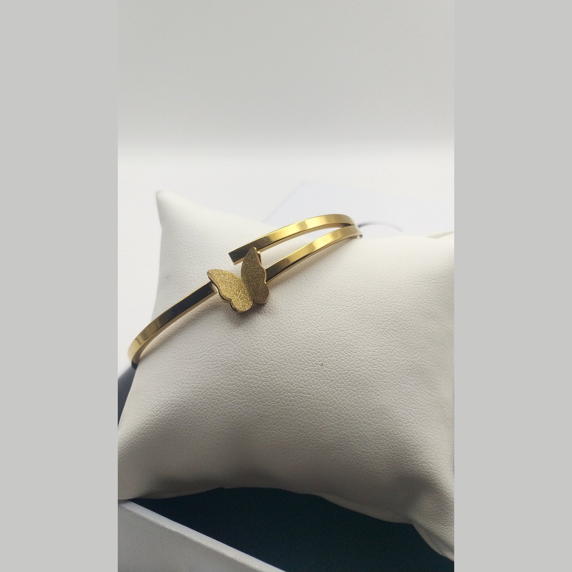 Butterfly Stainless Steel Cuff Bracelet with Diamond-Cut Wings