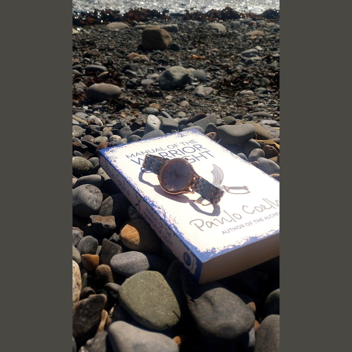 Women’s two-tone stainless steel watch in silver and rose gold with white dial and crystal bezel