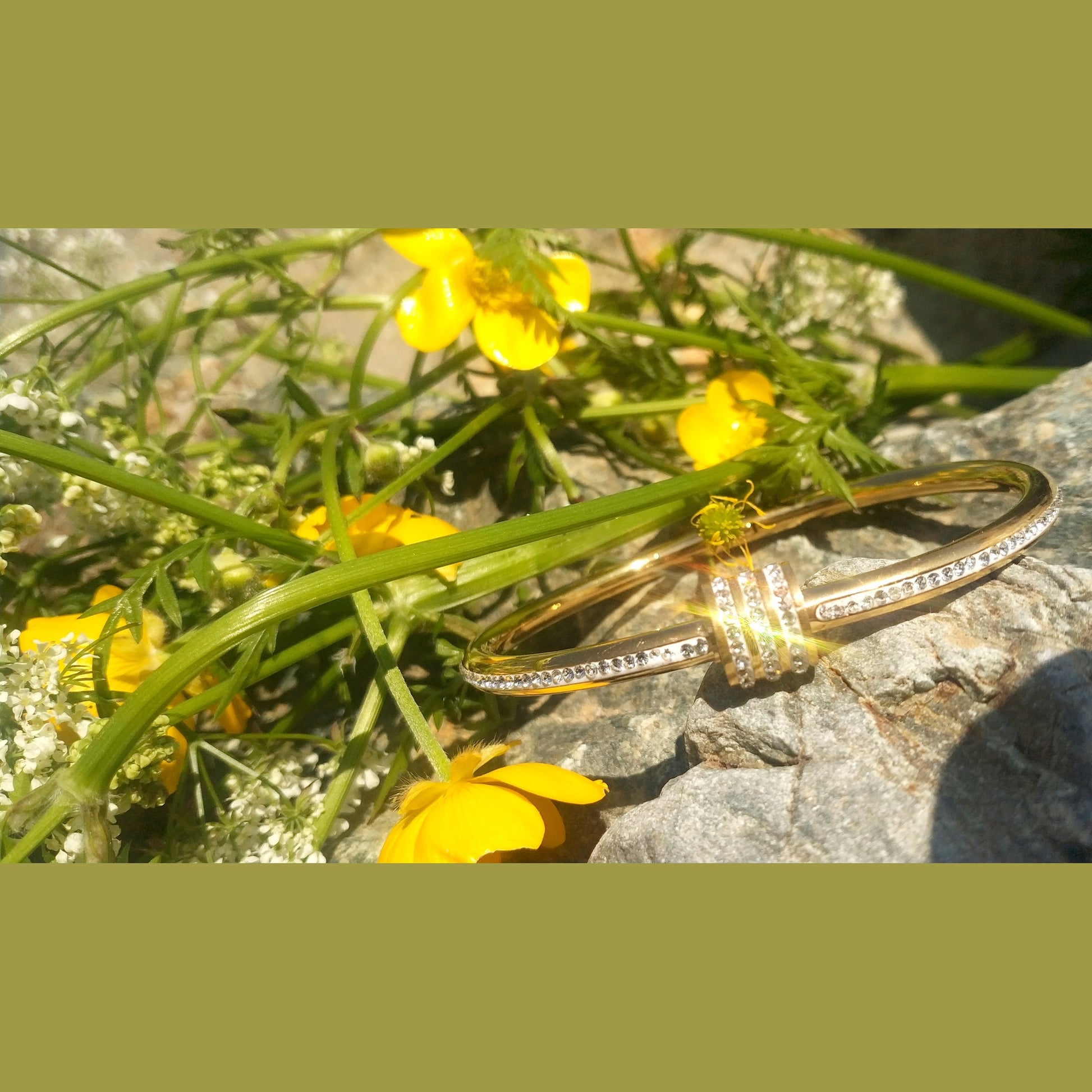Minimal Stainless Steel Cuff Bracelet with Crystal Cylinder Accent