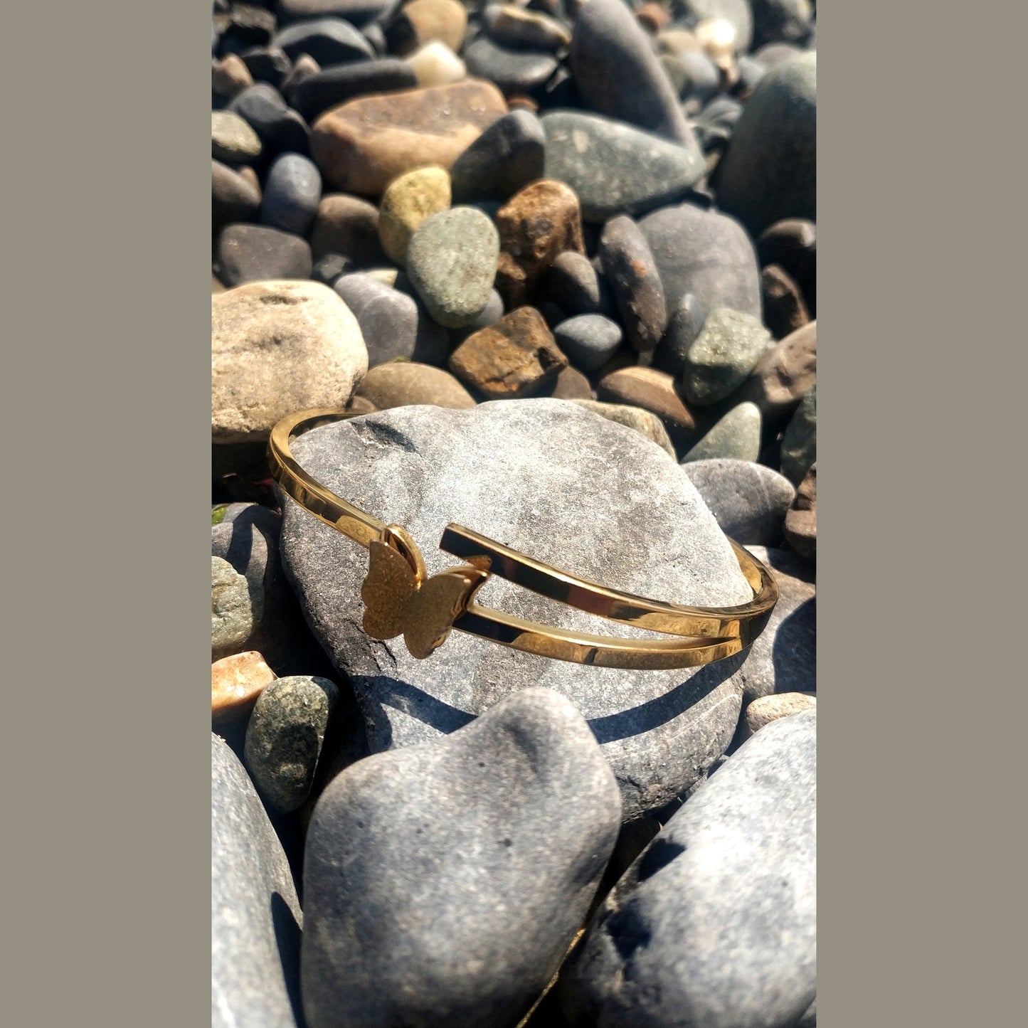 Butterfly Stainless Steel Cuff Bracelet with Diamond-Cut Wings