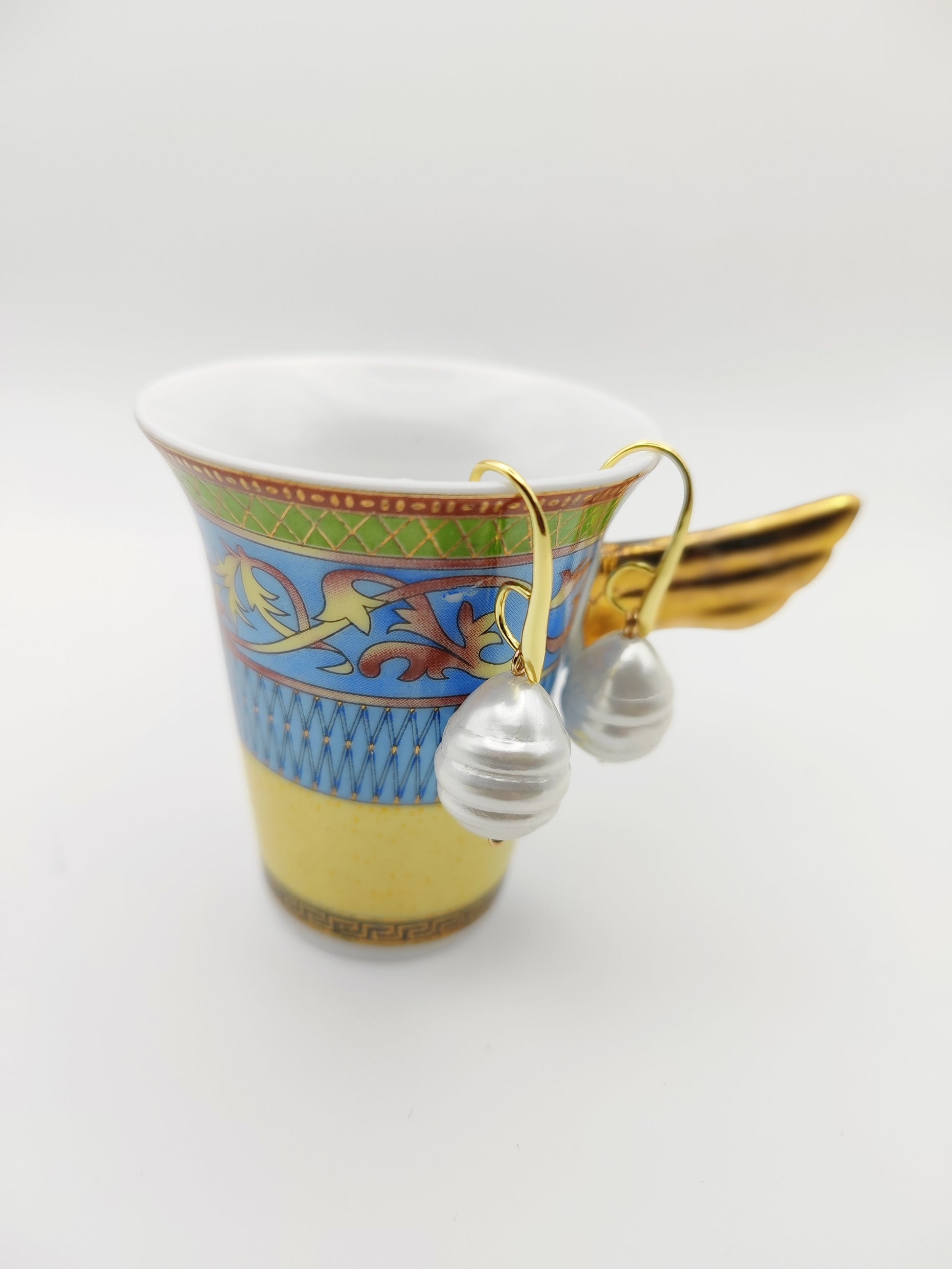 Hypoallergenic Handmade Cultured Pearl Earrings with 18K Gold Plated - HNSE 5 - CF fashion