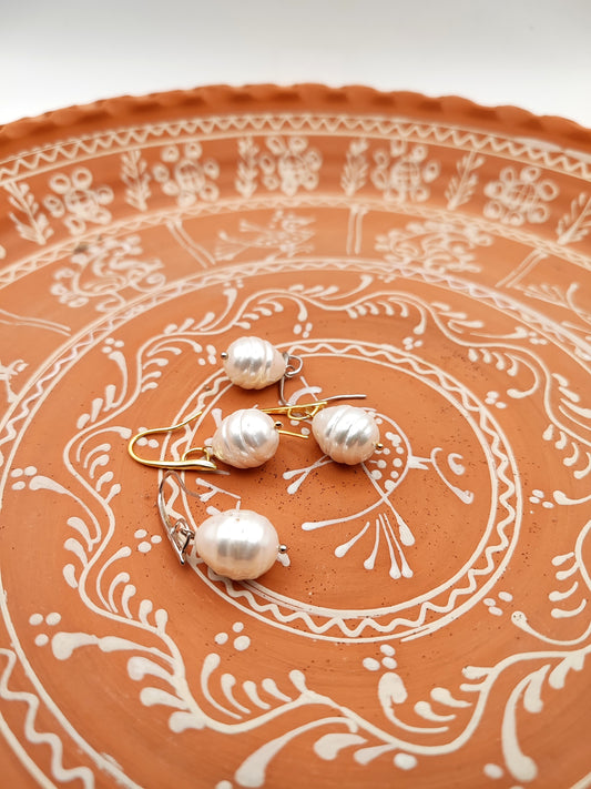 Hypoallergenic Handmade Cultured Pearl Earrings with 18K Gold Plated - HNSE 5 - CF fashion