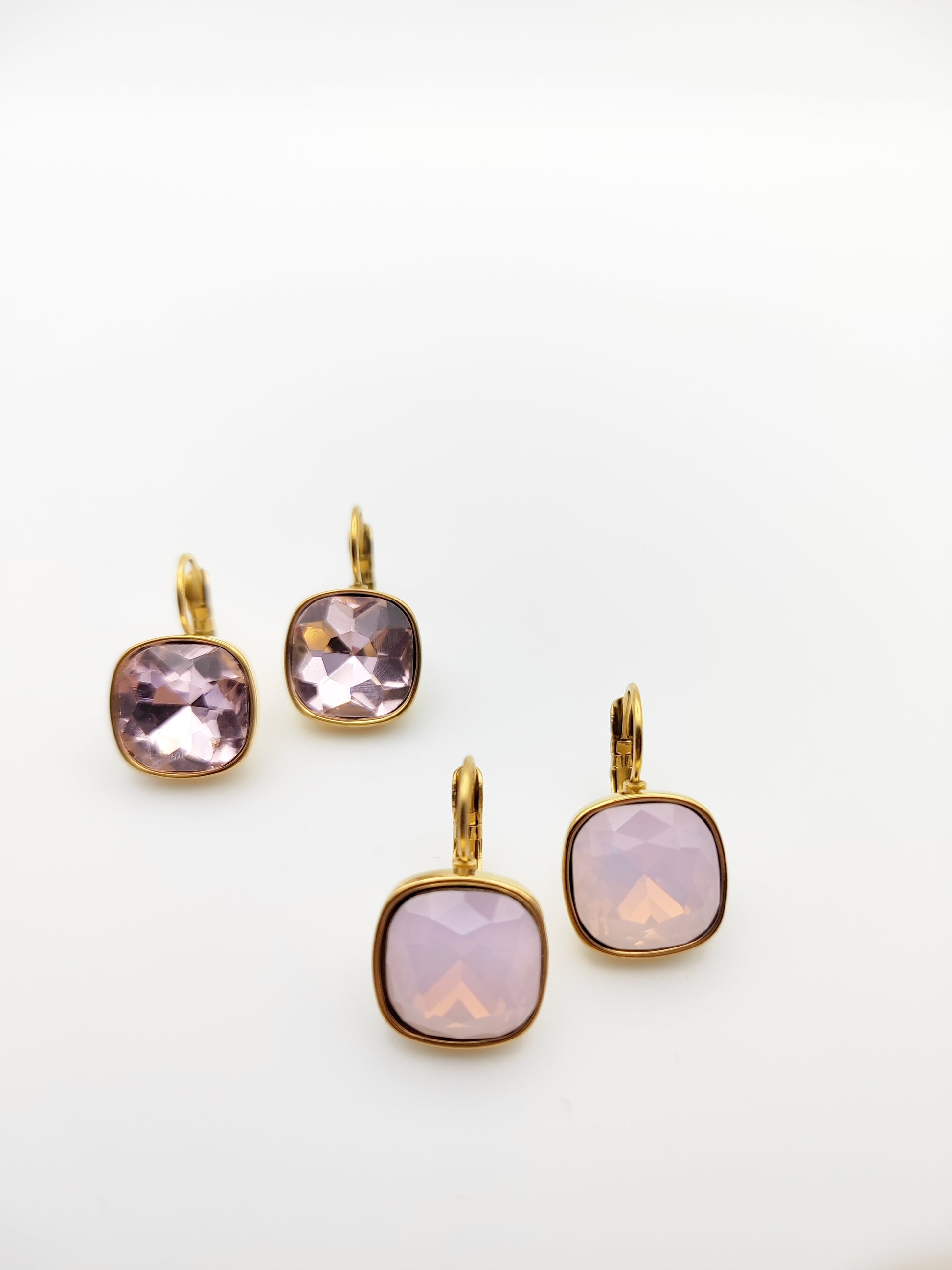 Hypoallergenic Stainless Steel Crystal Earrings ice pink