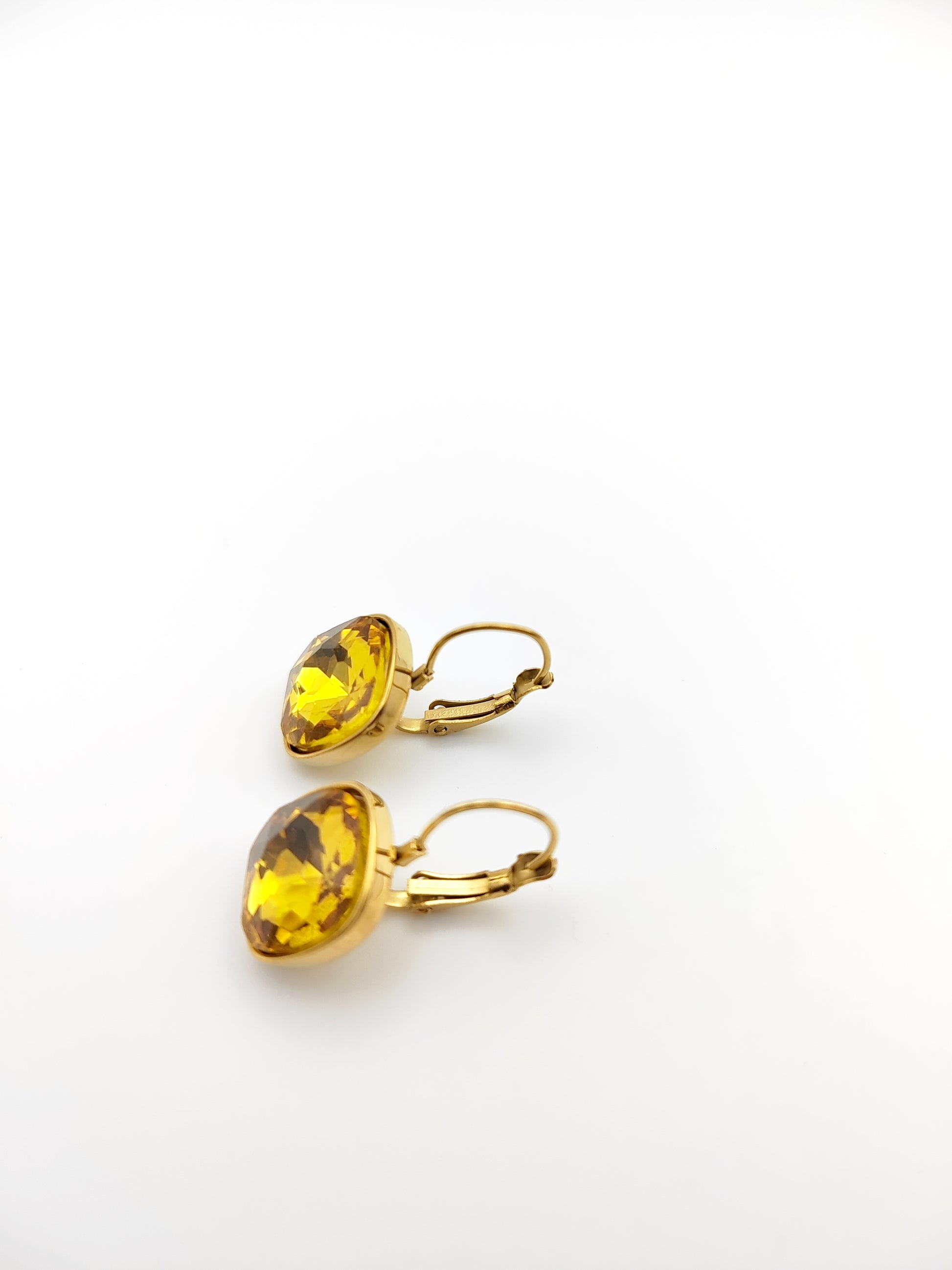 Hypoallergenic Stainless Steel Crystal Earrings yellow,gold