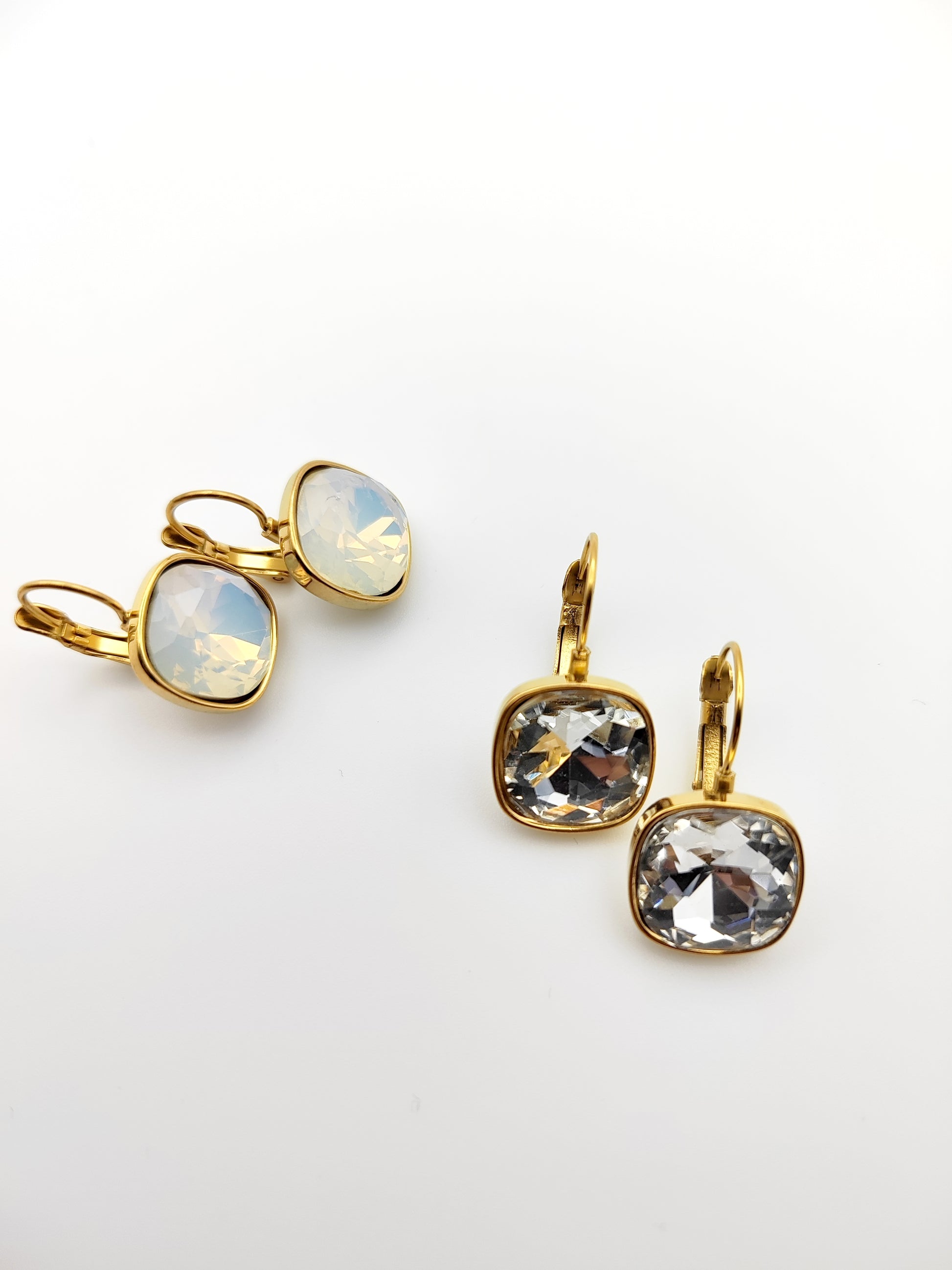 Hypoallergenic Stainless Steel Crystal Earrings ice white