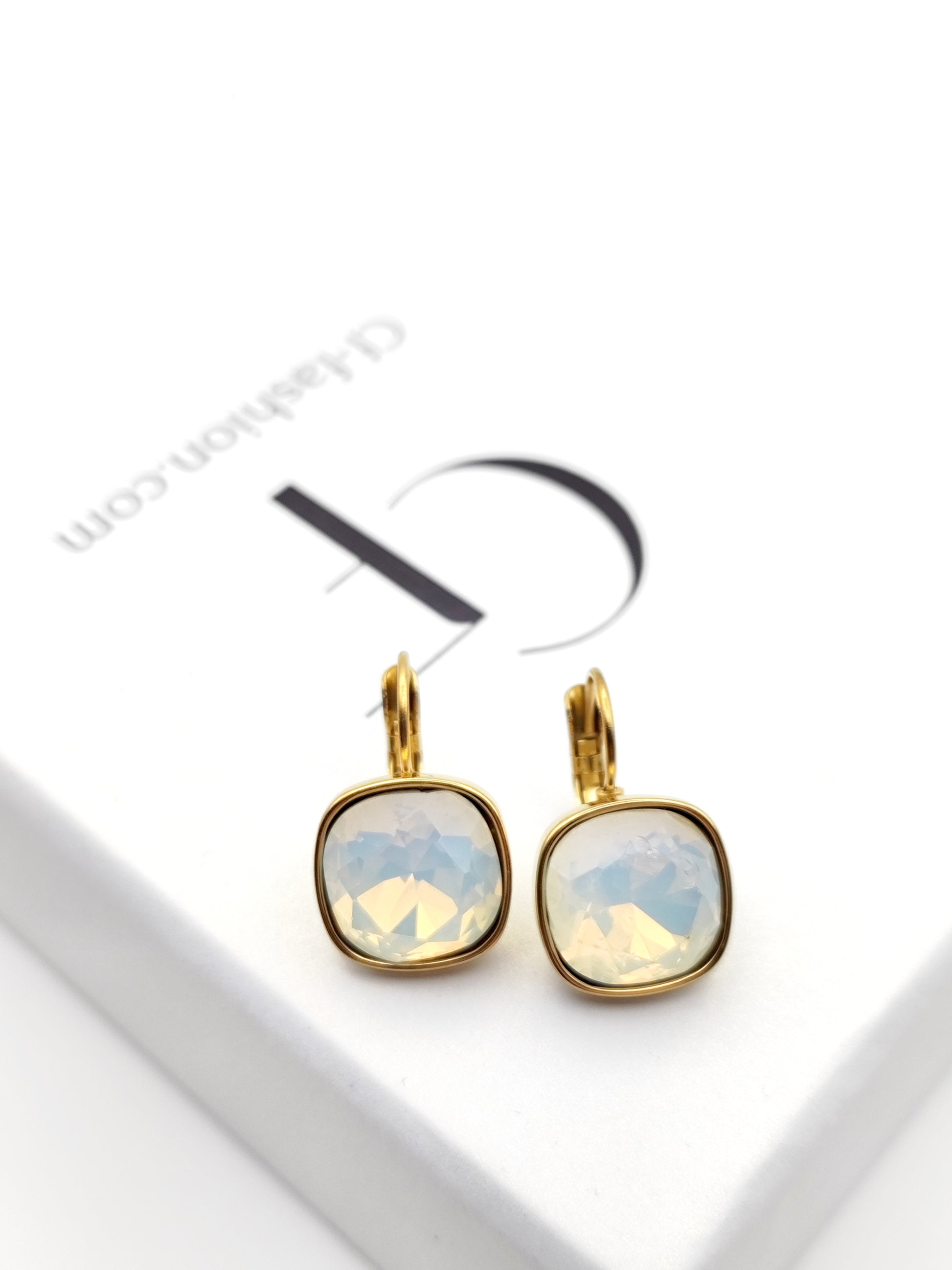 Hypoallergenic Stainless Steel Crystal Earrings ice white