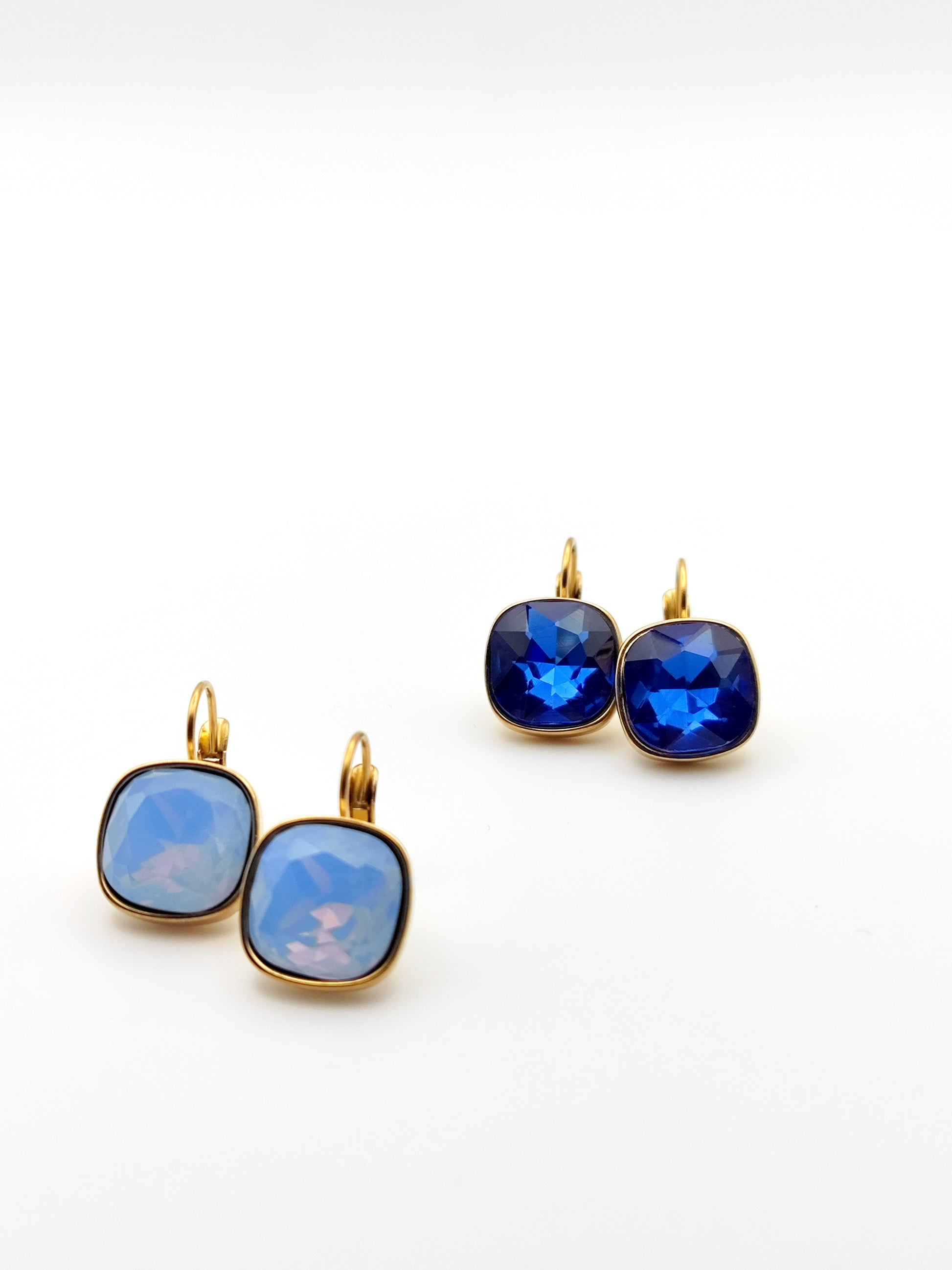 Hypoallergenic Stainless Steel Crystal Earrings ice light blue