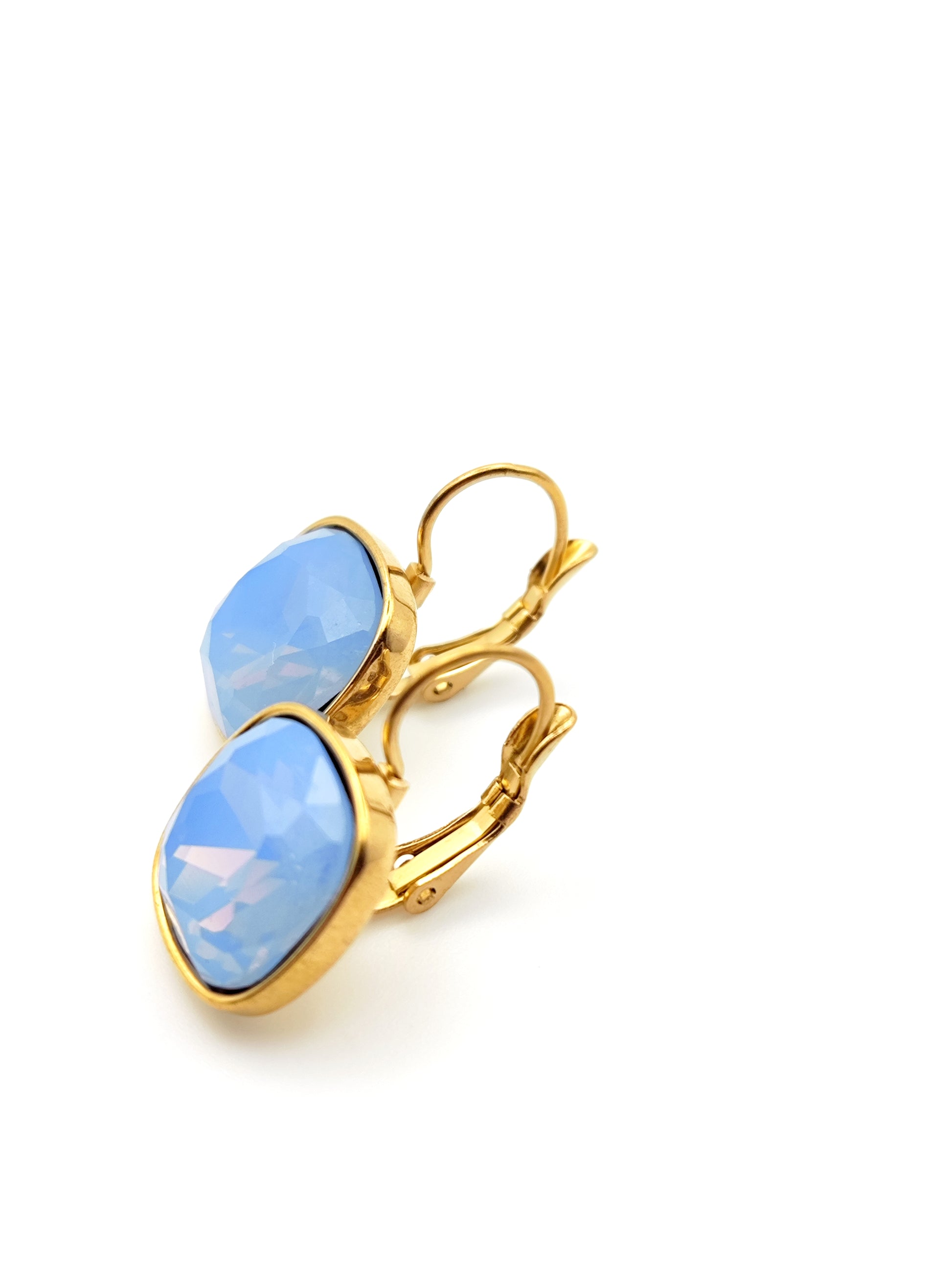 Hypoallergenic Stainless Steel Crystal Earrings ice light blue