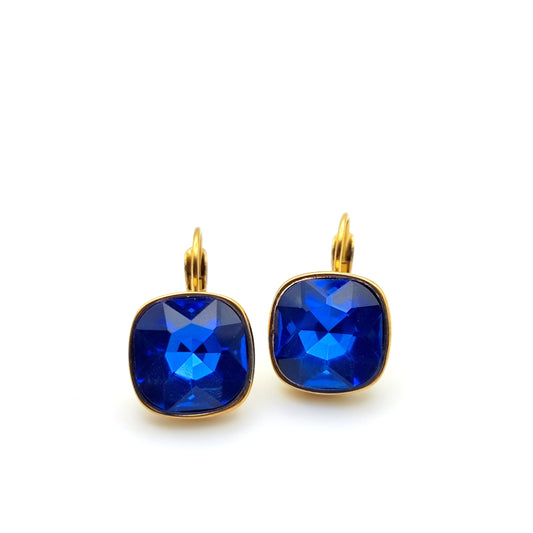 Hypoallergenic Stainless Steel Crystal Earrings blue