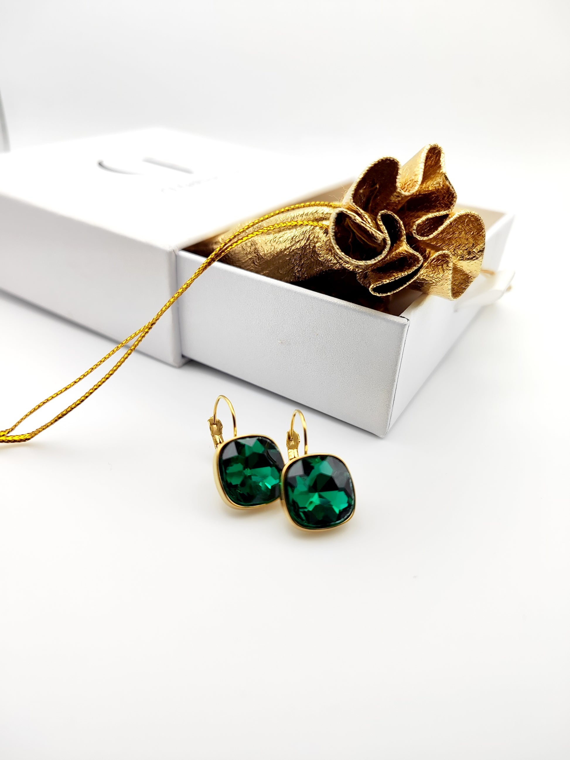 Hypoallergenic Stainless Steel Crystal Earrings green