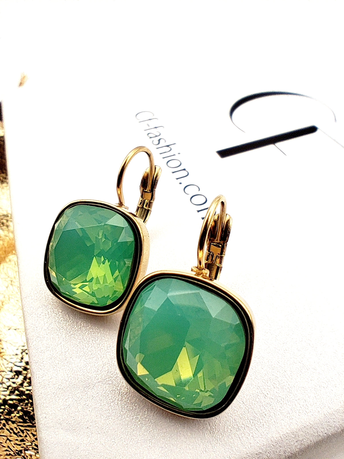 Hypoallergenic Stainless Steel Crystal Earrings ice green