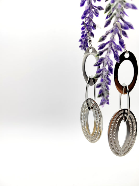 Long Stainless Steel Crystal Drop Earrings – Statement Sparkling Dangle Jewelry for Evening Outfits