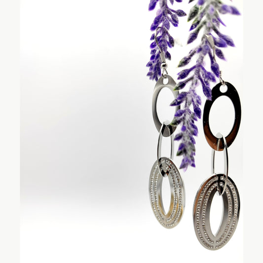 Long Stainless Steel Crystal Drop Earrings – Statement Sparkling Dangle Jewelry for Evening Outfits