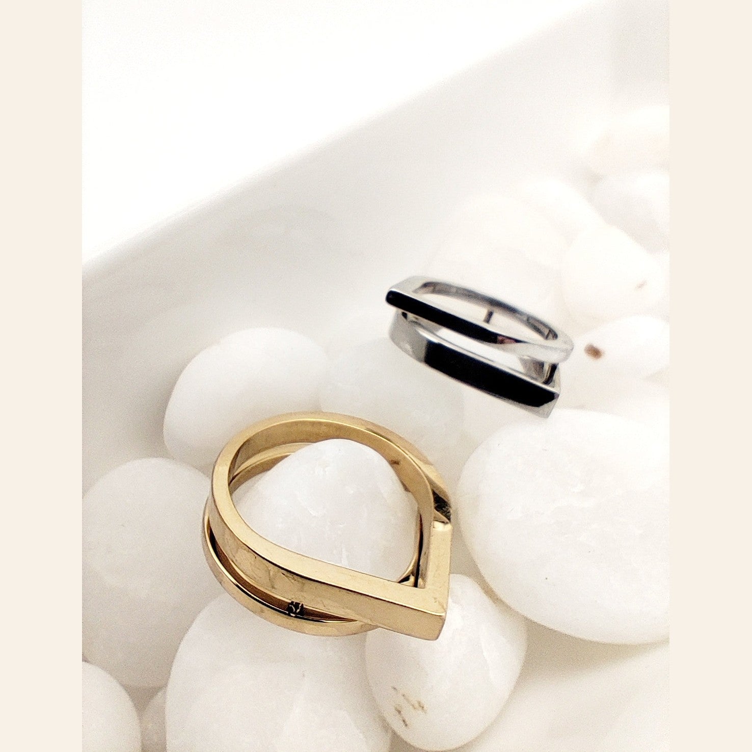 Minimal Abstract Art Stainless Steel Ring