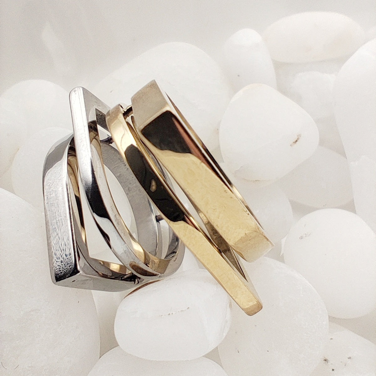 Minimal Abstract Art Stainless Steel Ring - SSR 714 - CF fashion