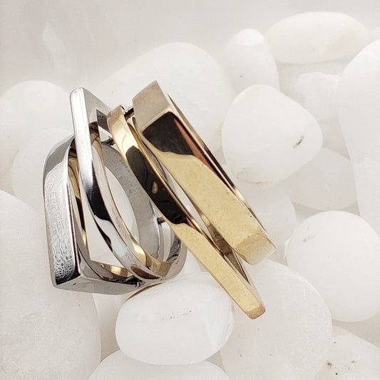 Minimal Abstract Art Stainless Steel Ring - SSR 714 - CF fashion