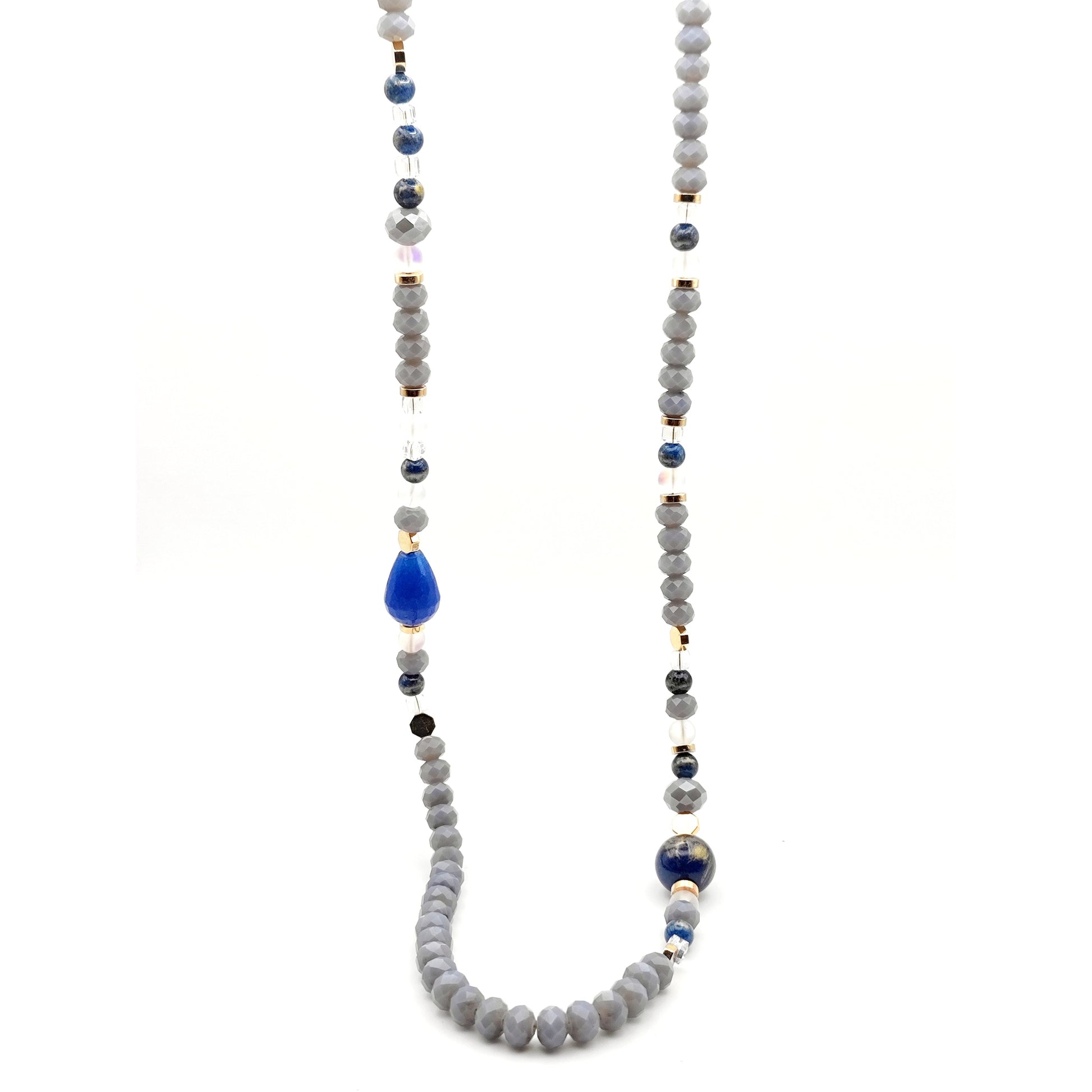 Handmade Blue Agate & Lapis Lazuli Necklace – 18K Gold Plated Natural Gemstones