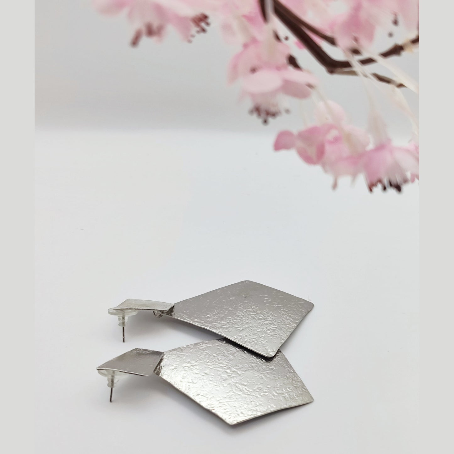 Aspida earrings – Greek hammered jewelry – 18K gold or silver plated – bold rhombus geometric shield design – also available in rose gold