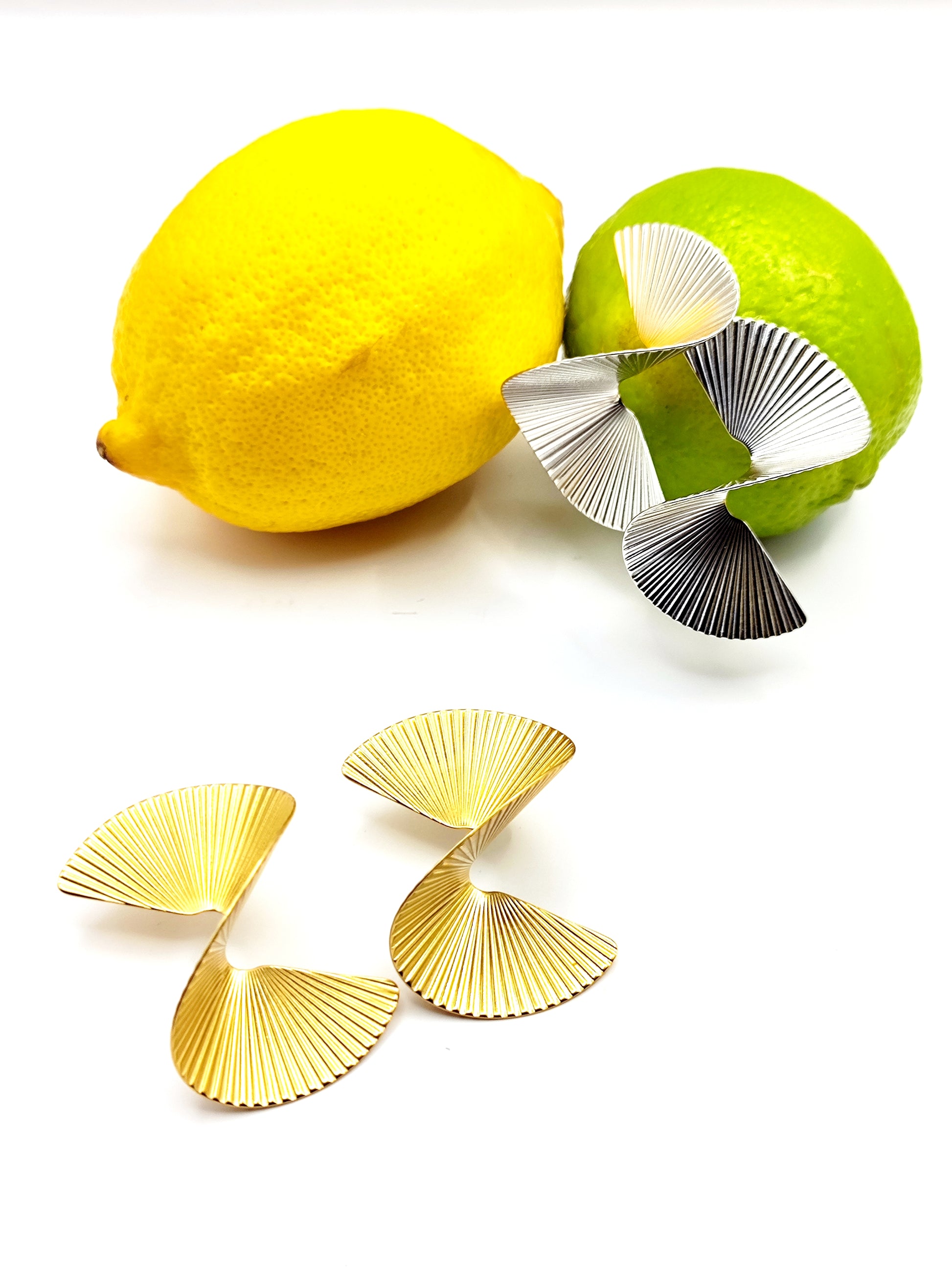 Textured Fan Stud Earrings – Bold Stainless Steel Statement, Hypoallergenic