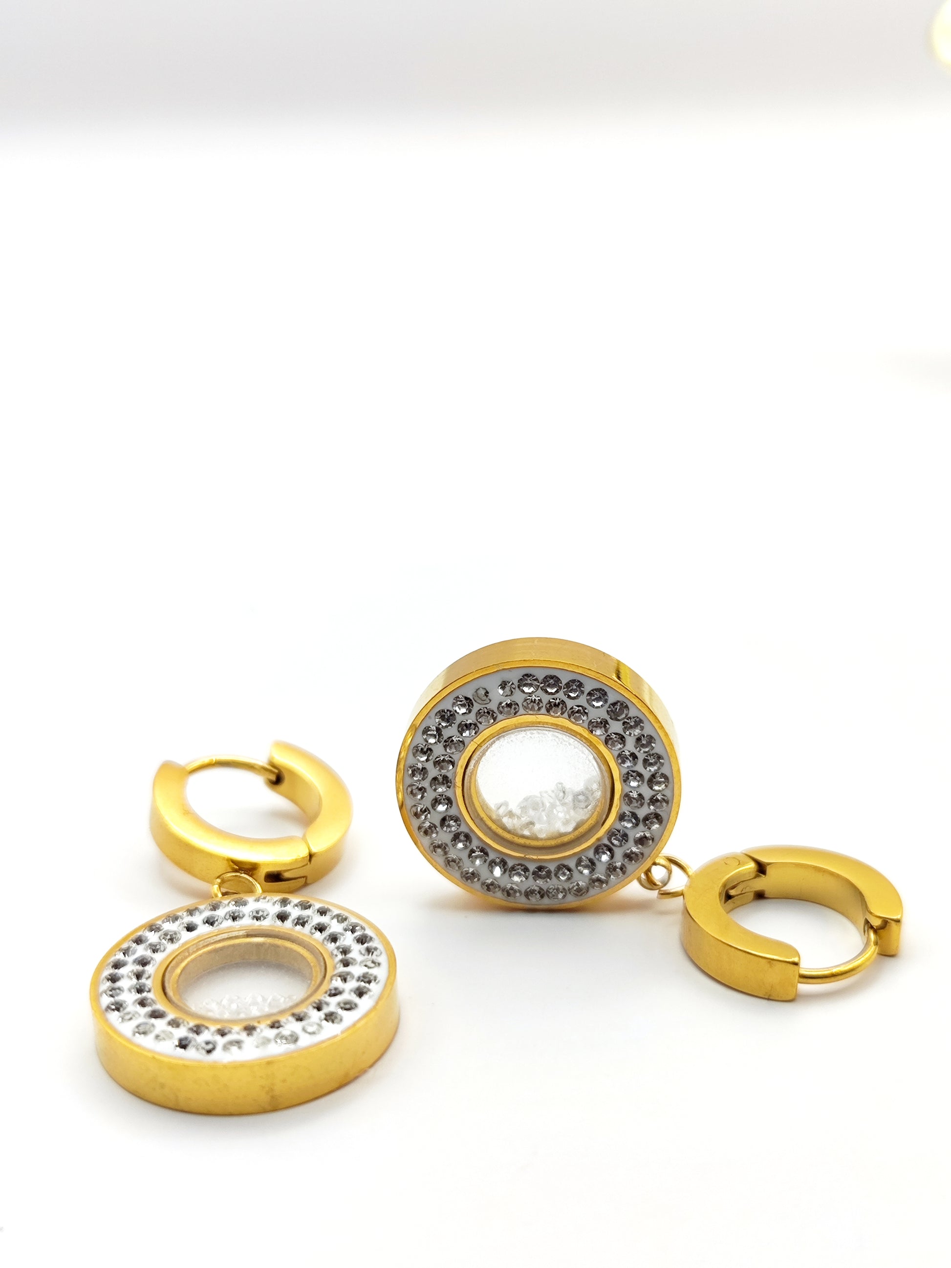 Halo Crystal Dangle Earrings – Elegant Stainless Steel, Hypoallergenic