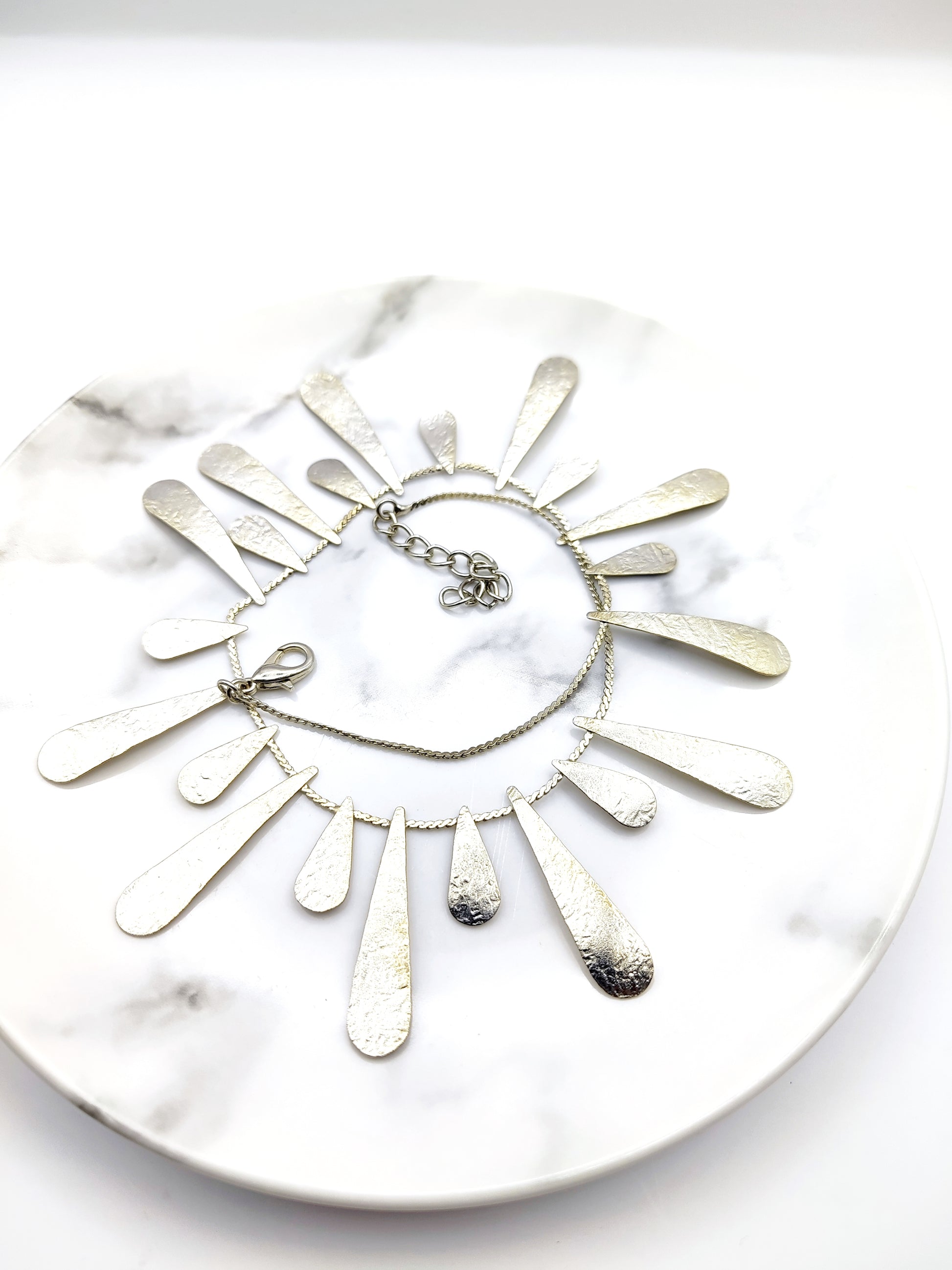 Heliaktida necklace Greek hammered jewelry 18K gold or silver plated sun ray design