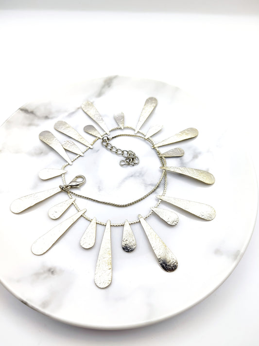 Heliaktida necklace Greek hammered jewelry 18K gold or silver plated sun ray design