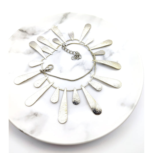 Heliaktida necklace Greek hammered jewelry 18K gold or silver plated sun ray design