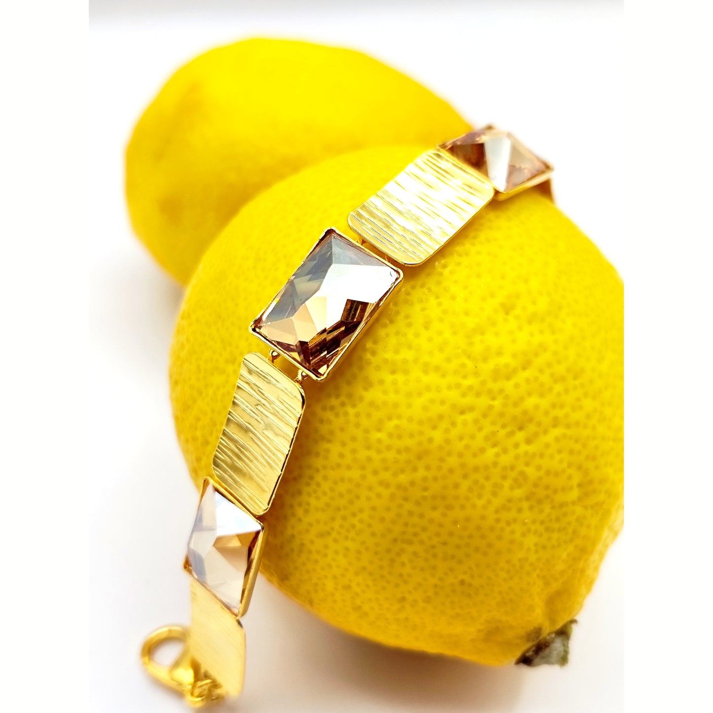 Crete bracelet Greek hammered jewelry 18K gold or silver plated with crystal