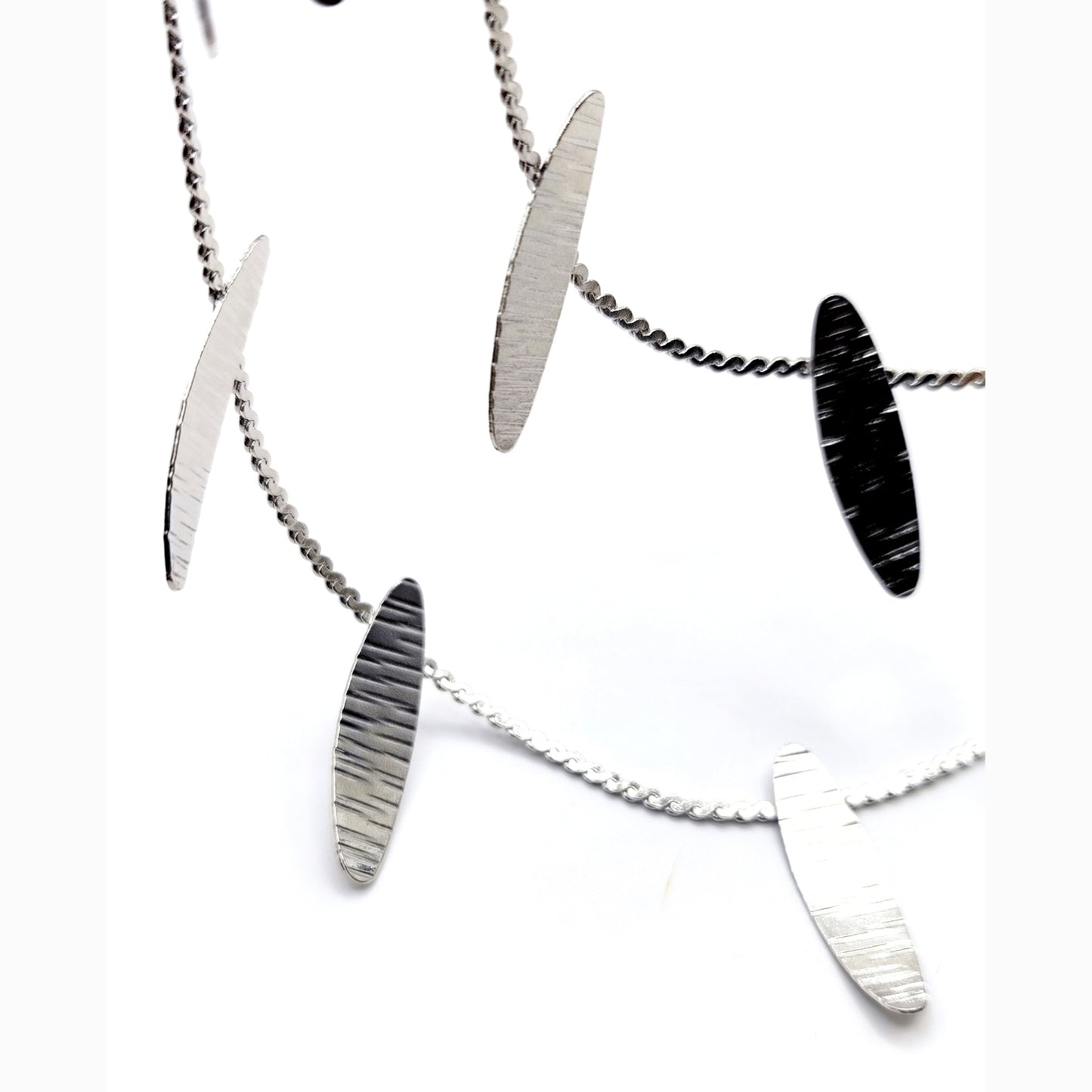 Handcrafted Chloris necklace, Greek hammered jewelry, 18K gold plated, leaf-inspired chain design