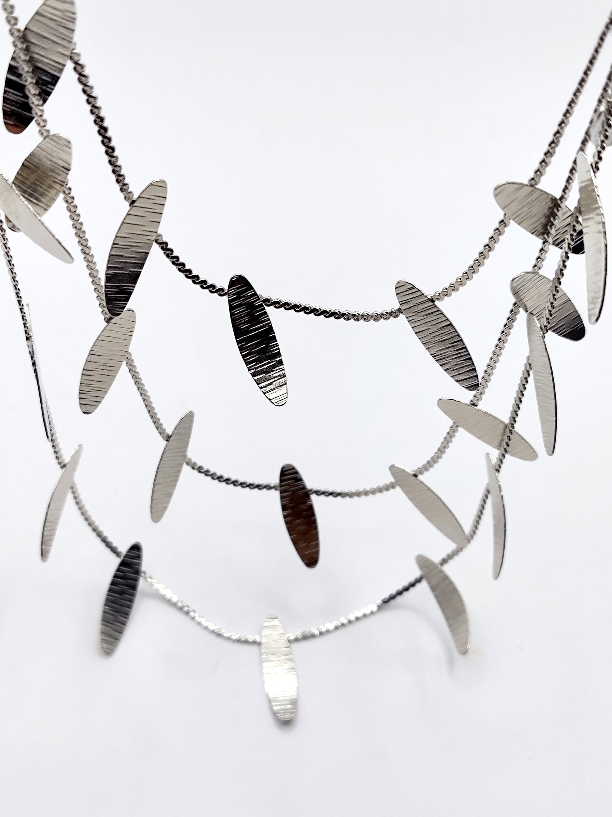 Handcrafted Chloris necklace, Greek hammered jewelry, 18K gold plated, leaf-inspired chain design