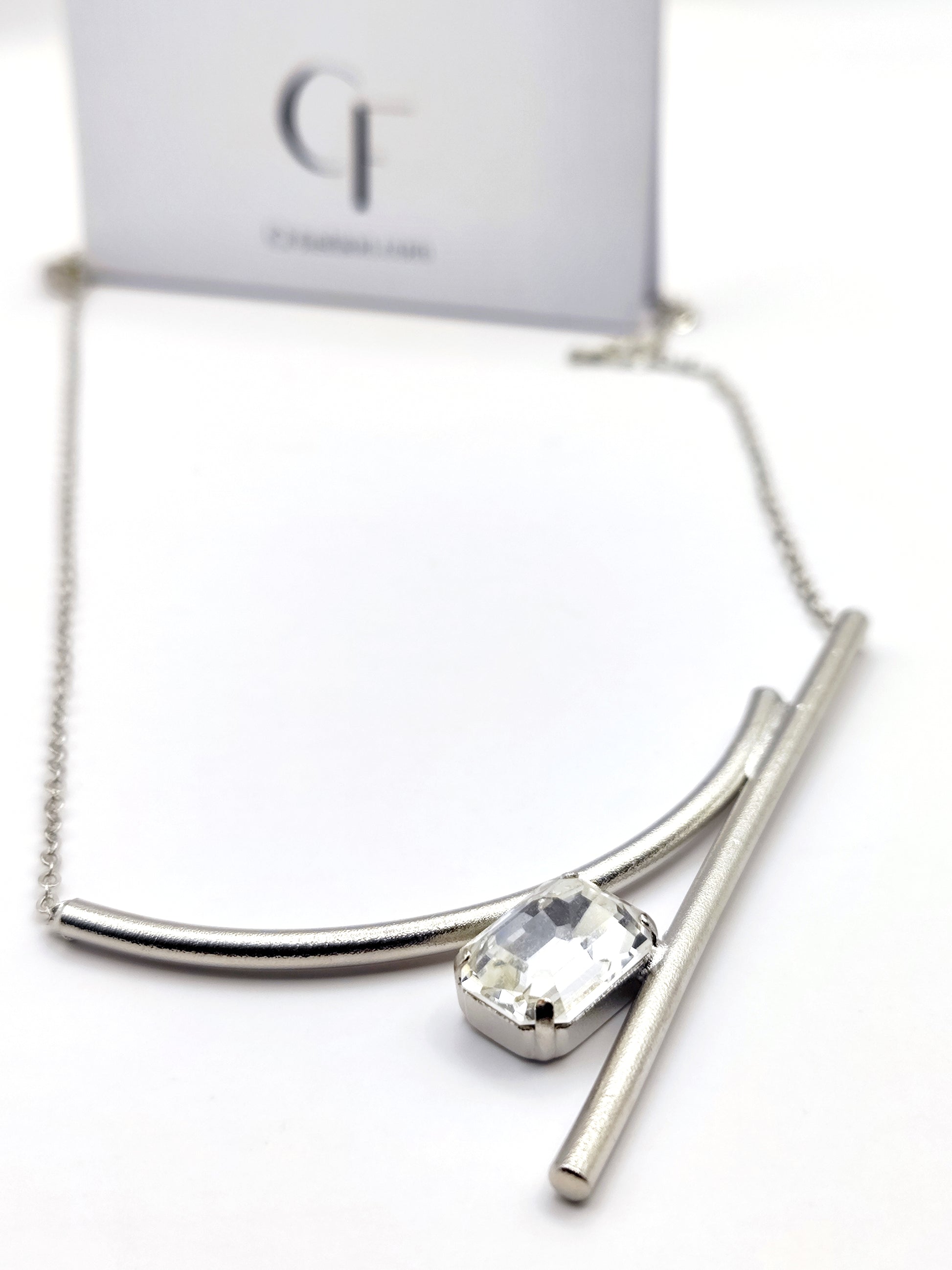 Axon necklace Greek hammered jewelry 18K gold or silver plated with crystal