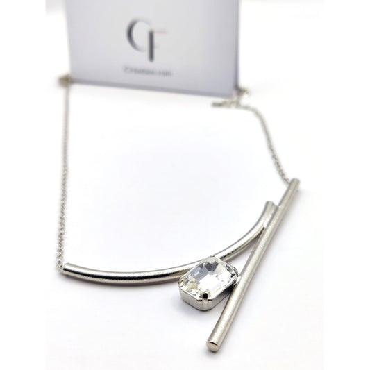 Axon necklace Greek hammered jewelry 18K gold or silver plated with crystal