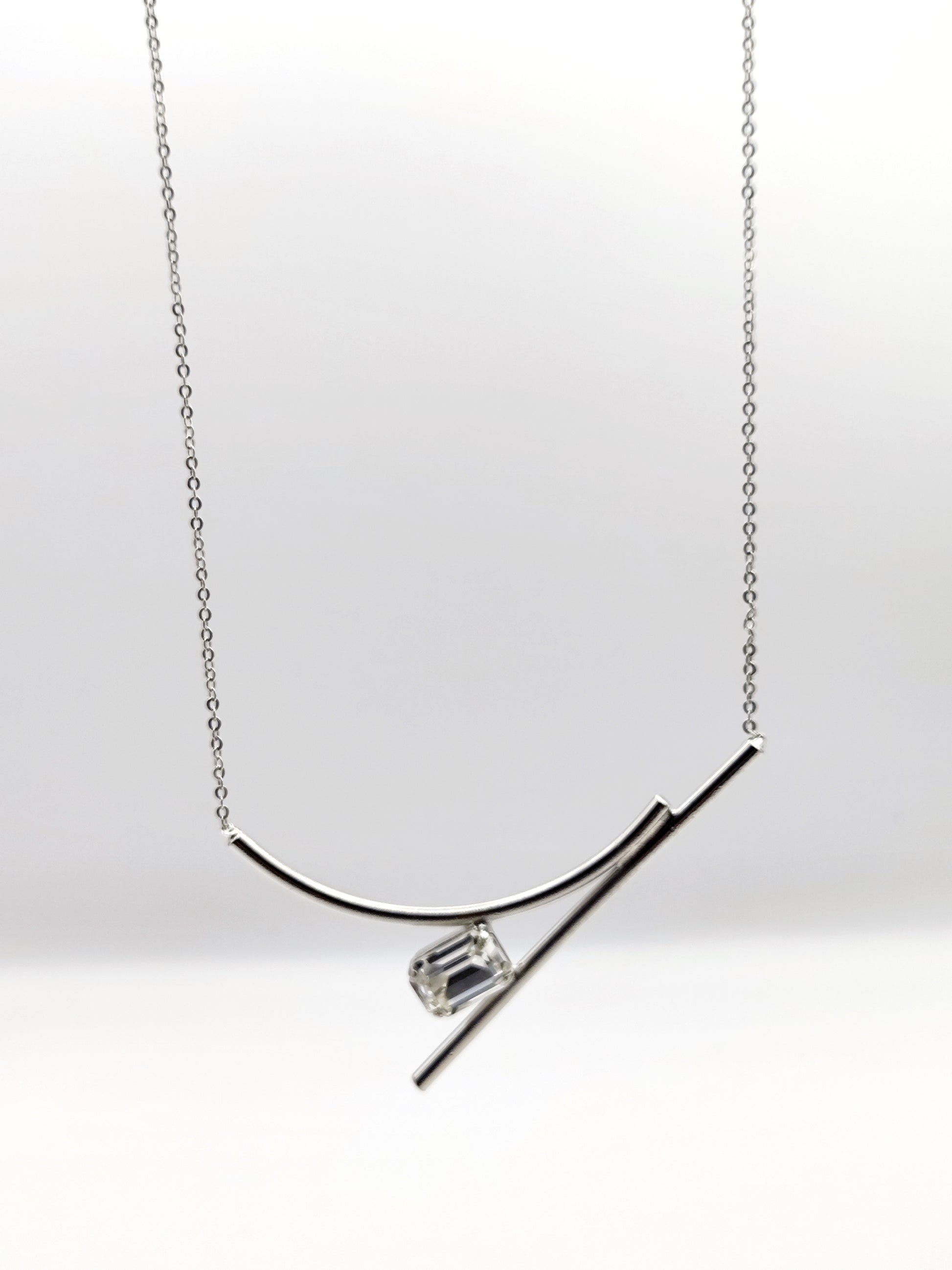 Axon necklace Greek hammered jewelry 18K gold or silver plated with crystal